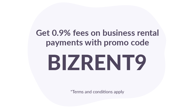 Get 0.9% fees on business rent payments with promo code BIZRENT9