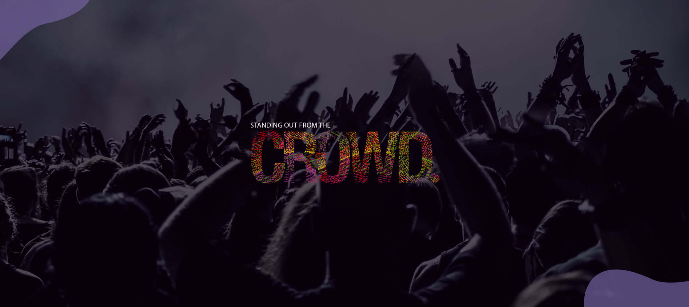 Crowd Pte Ltd logo on top of an image of a large group of people cheering